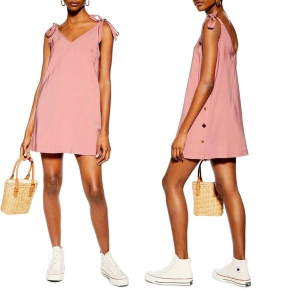 Top shop mini pink tie-dress